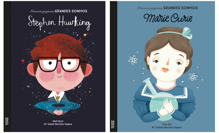 Capas de livros da coleção Meninas Grandes, Pequenos Sonhos, Texto de M.ª Isabel Sánchez Vegara, ilustrações de Matt Hutt e Frau Isa, Nuvem de Letras